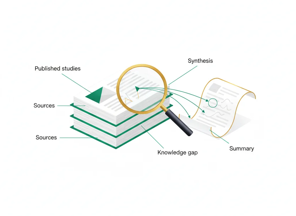 Labeled illustration: literature review