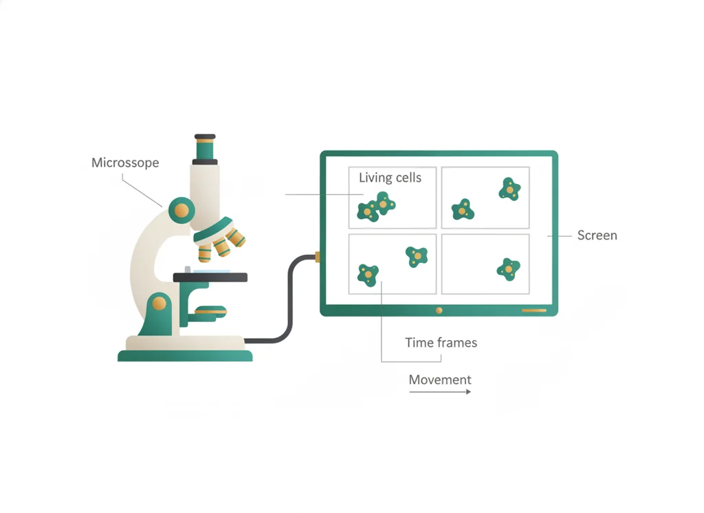 Labeled illustration: live imaging