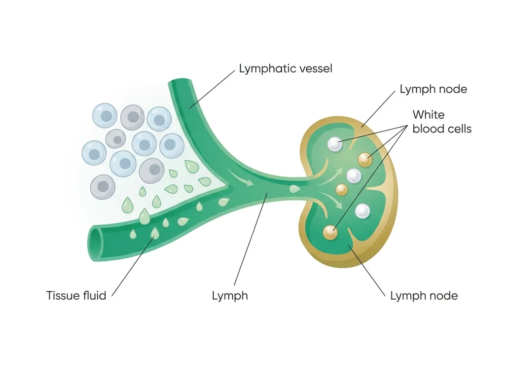 Labeled illustration: lymph
