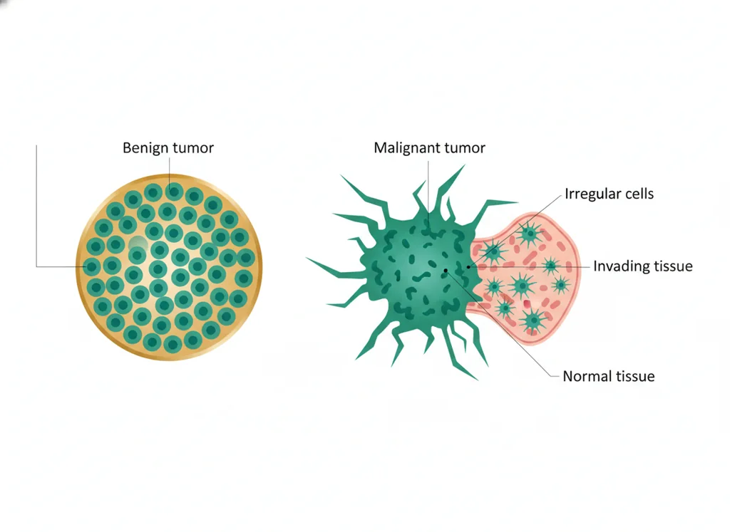 Labeled illustration: malignant
