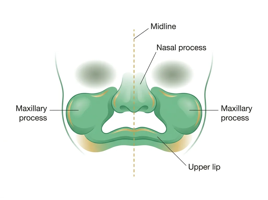 Labeled illustration: maxillary process