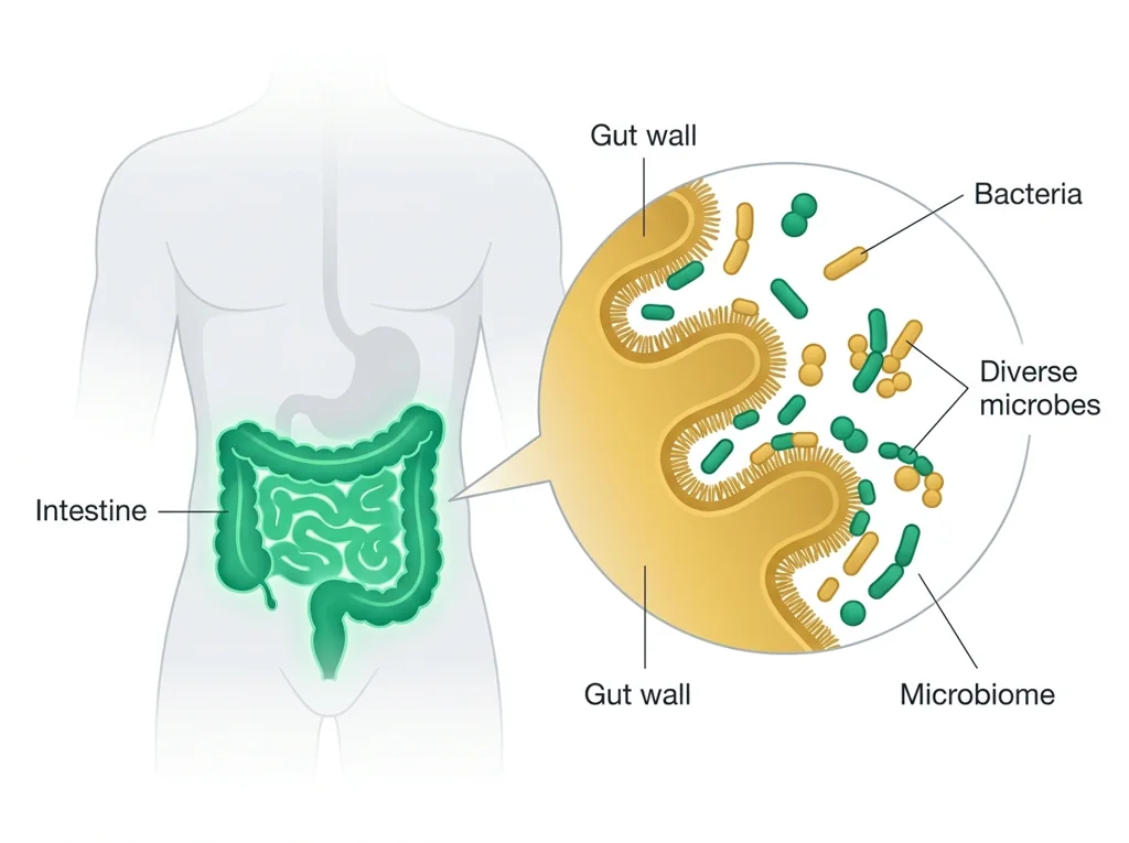 Labeled illustration: microbiome