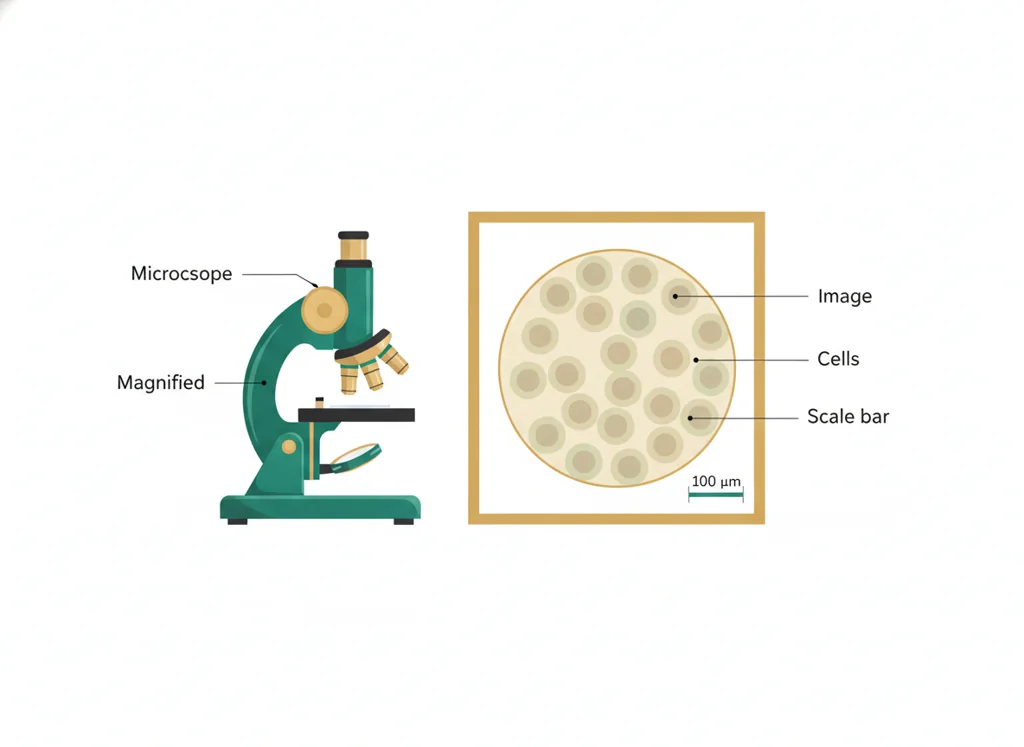 Labeled illustration: micrograph