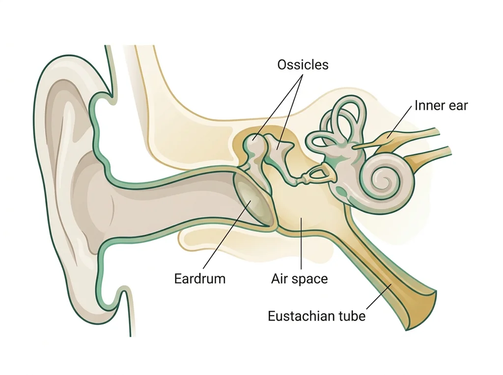 Labeled illustration: middle ear