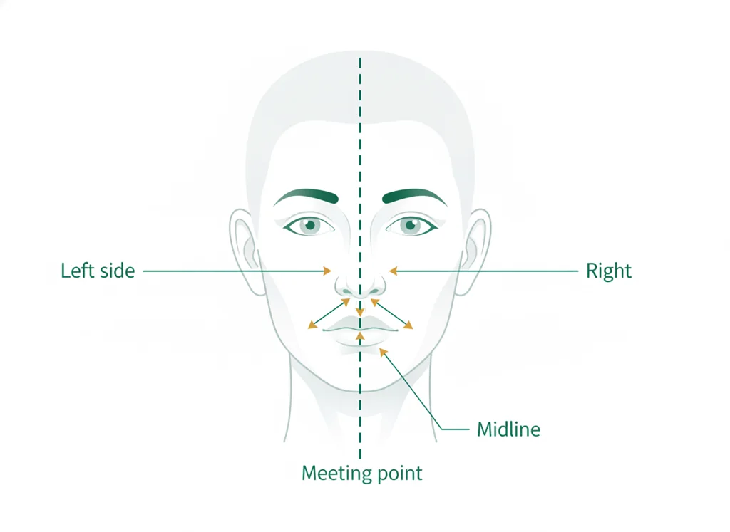 Labeled illustration: midline