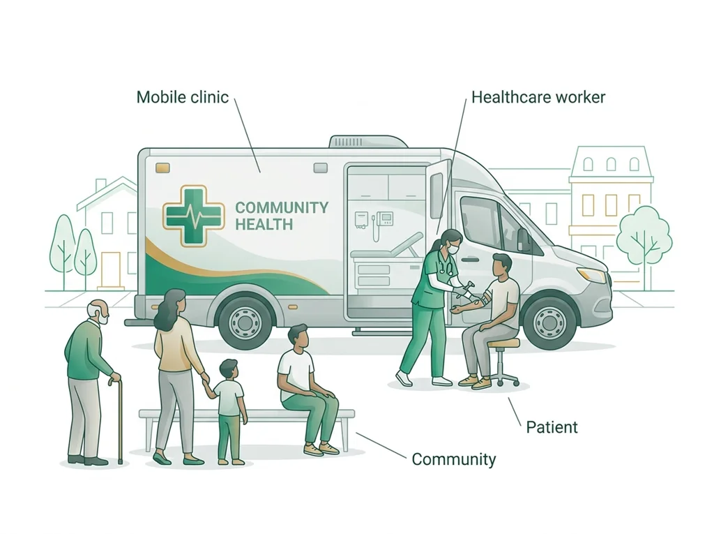 Labeled illustration: mobile care