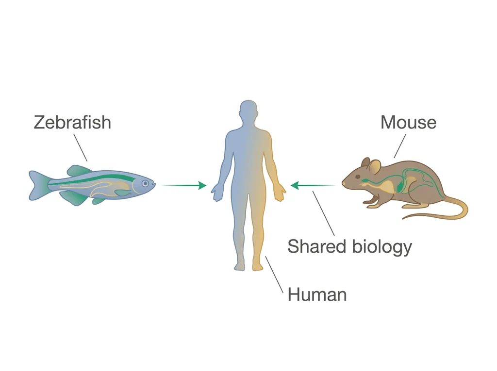 Labeled illustration: model organism