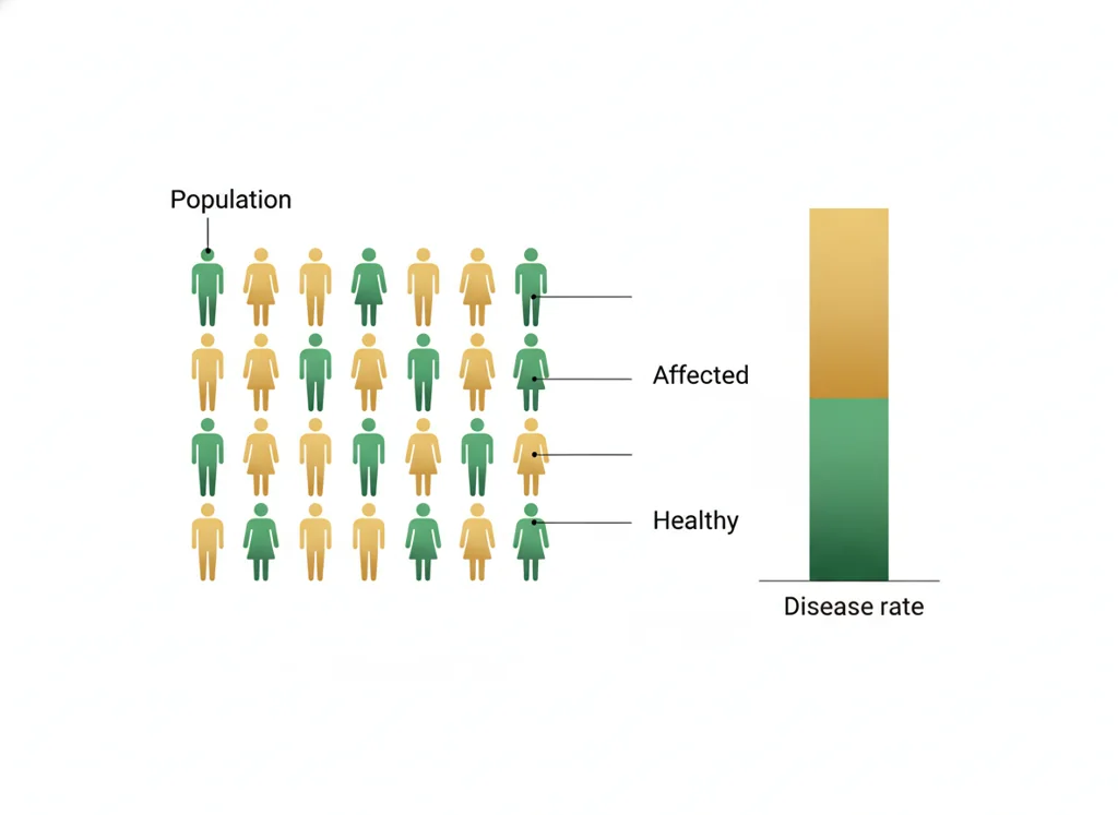 Labeled illustration: morbidity