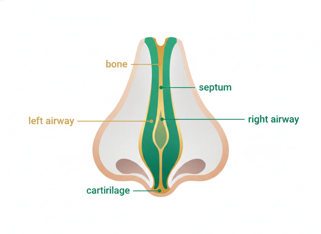 Labeled illustration: nasal septum