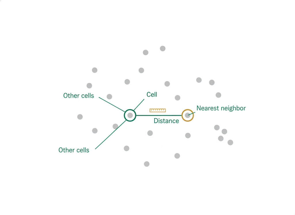 Labeled illustration: nearest-neighbor distance