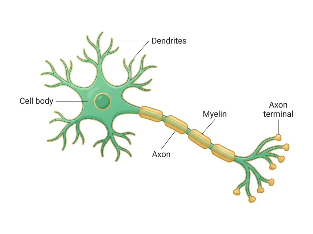 Labeled illustration: neuron
