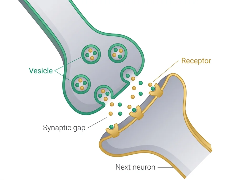 Labeled illustration: neurotransmitter