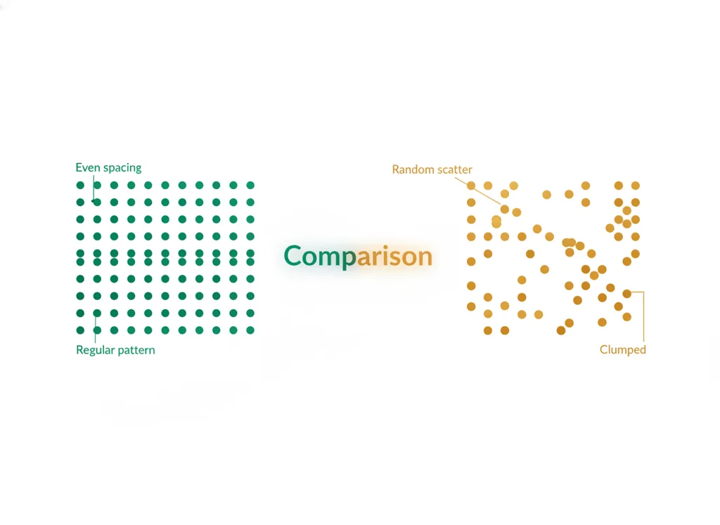 Labeled illustration: non-randomly spaced