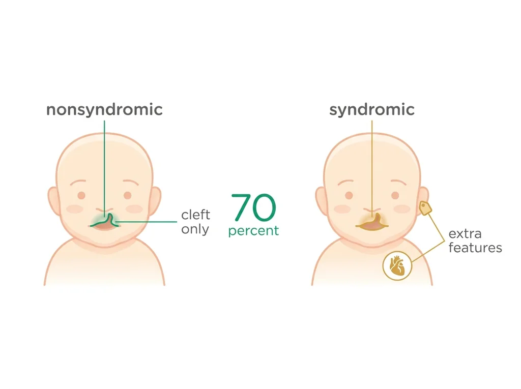 Labeled illustration: nonsyndromic (lone) cleft