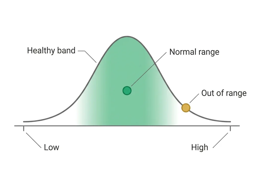 Labeled illustration: normal range