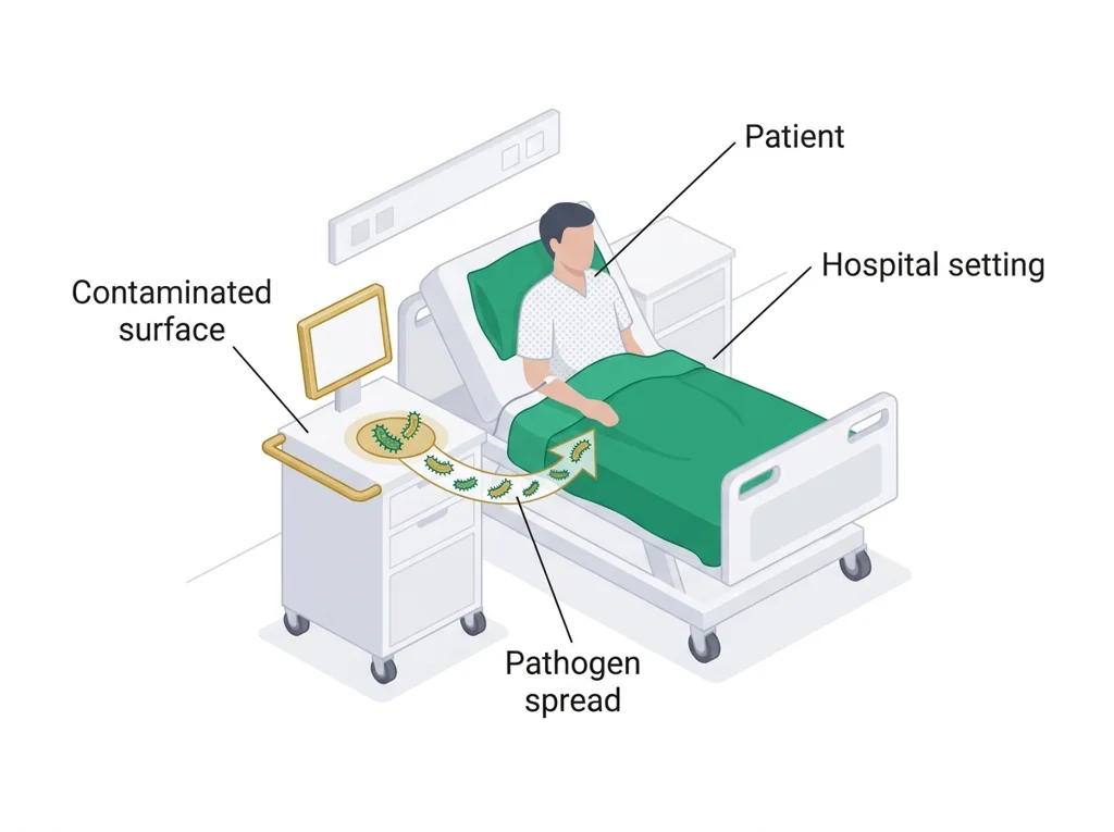 Labeled illustration: nosocomial