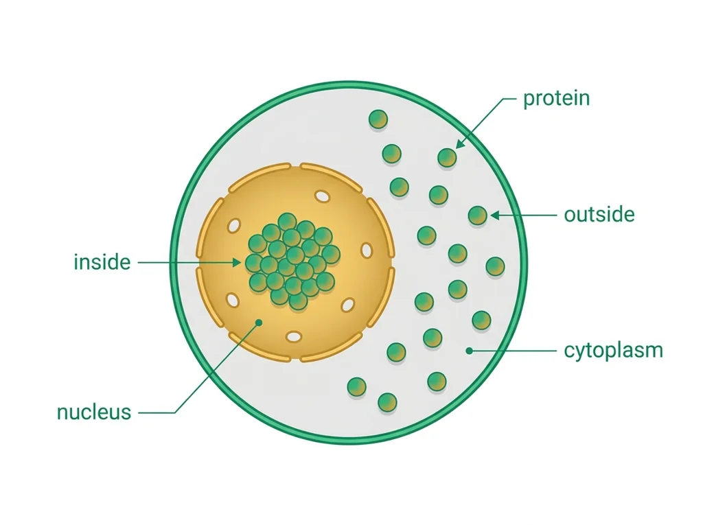Labeled illustration: nuclear localization