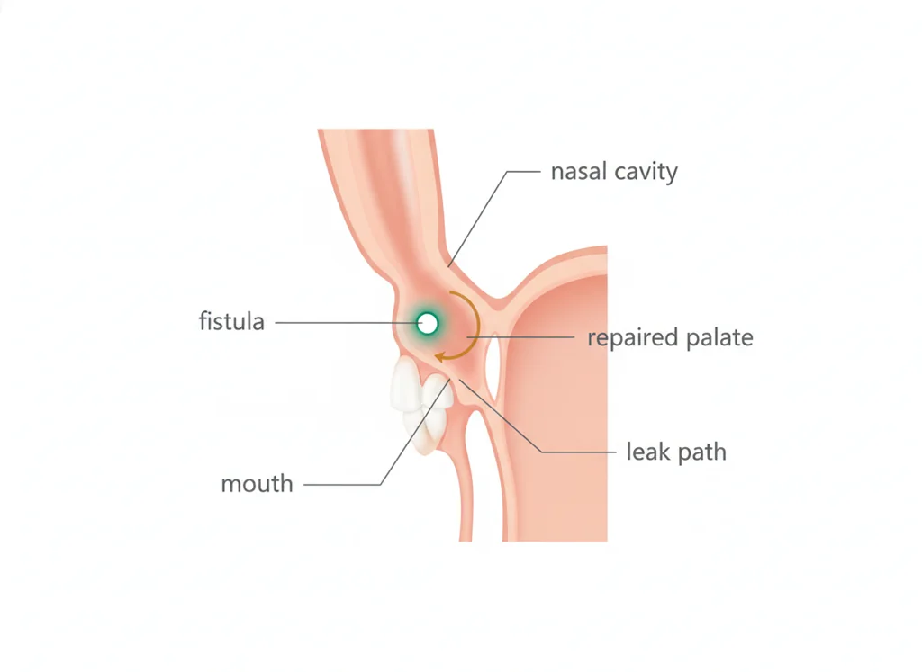 Labeled illustration: oronasal fistula
