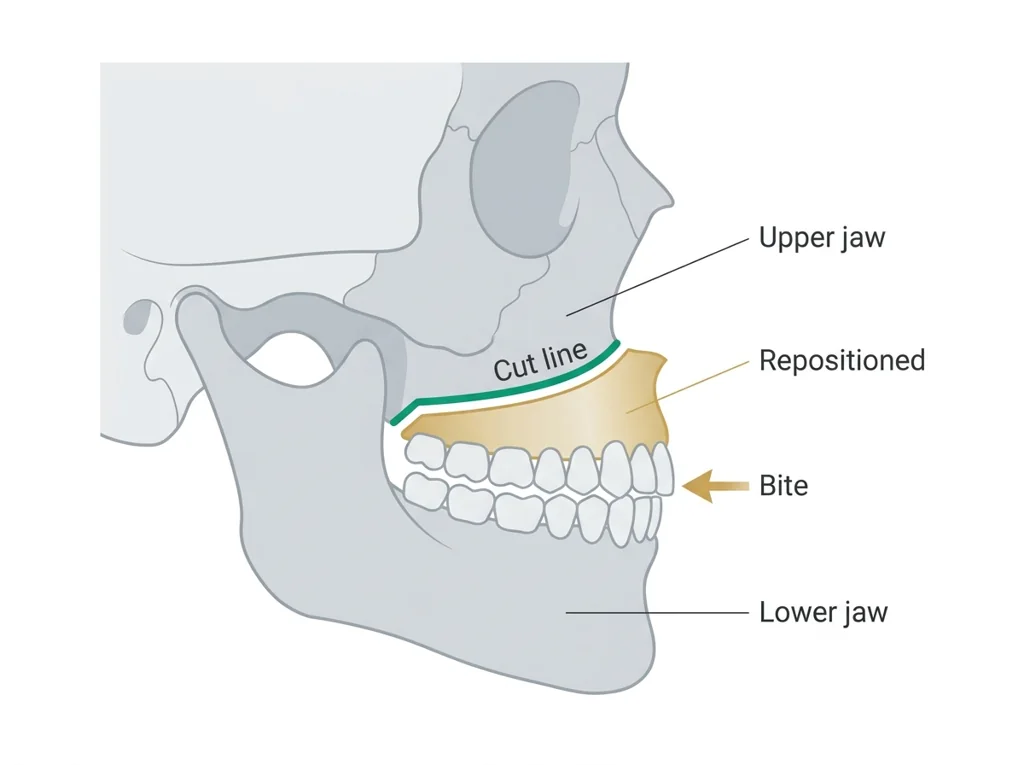 Labeled illustration: orthognathic surgery