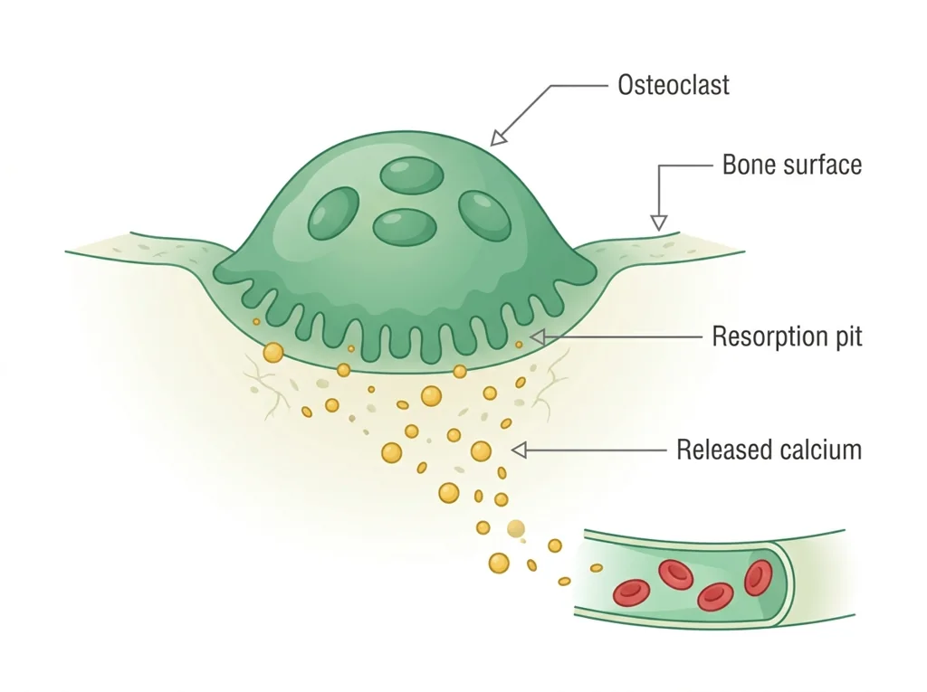 Labeled illustration: osteoclast