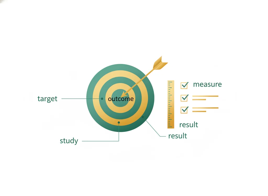 Labeled illustration: outcome measure