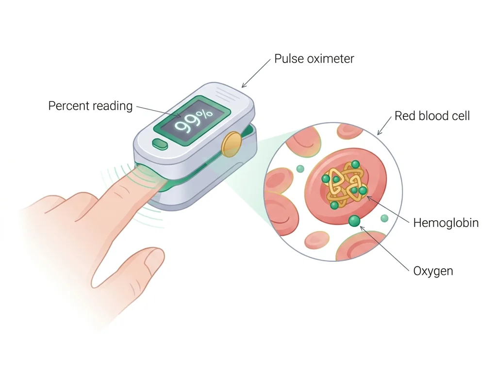 Labeled illustration: oxygen saturation