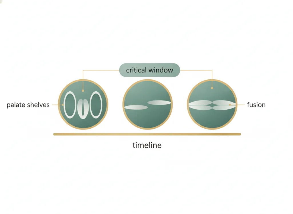 Labeled illustration: palate fusion window