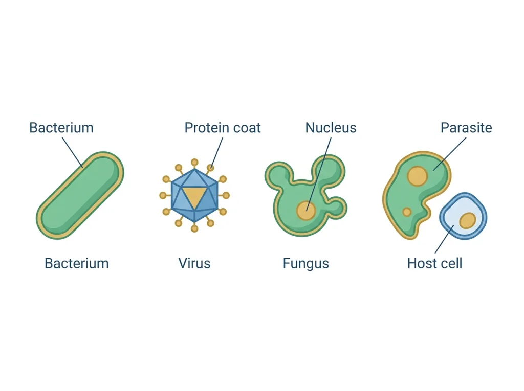 Labeled illustration: pathogen
