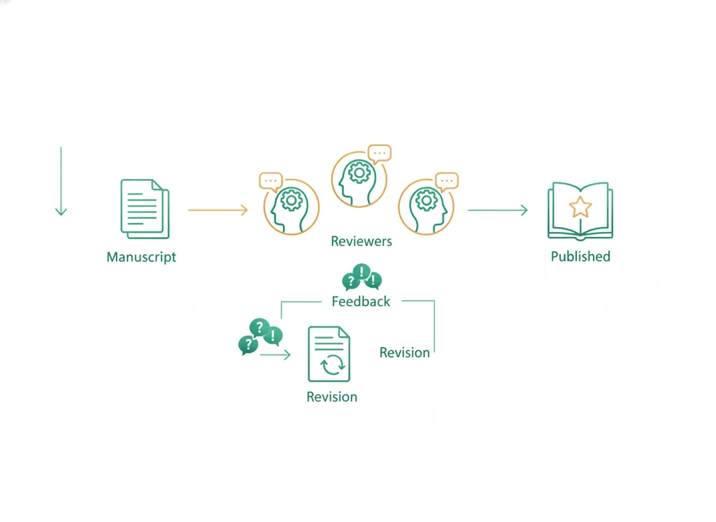 Labeled illustration: peer review