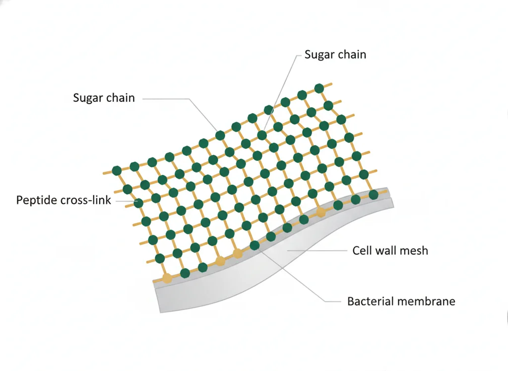 Labeled illustration: peptidoglycan