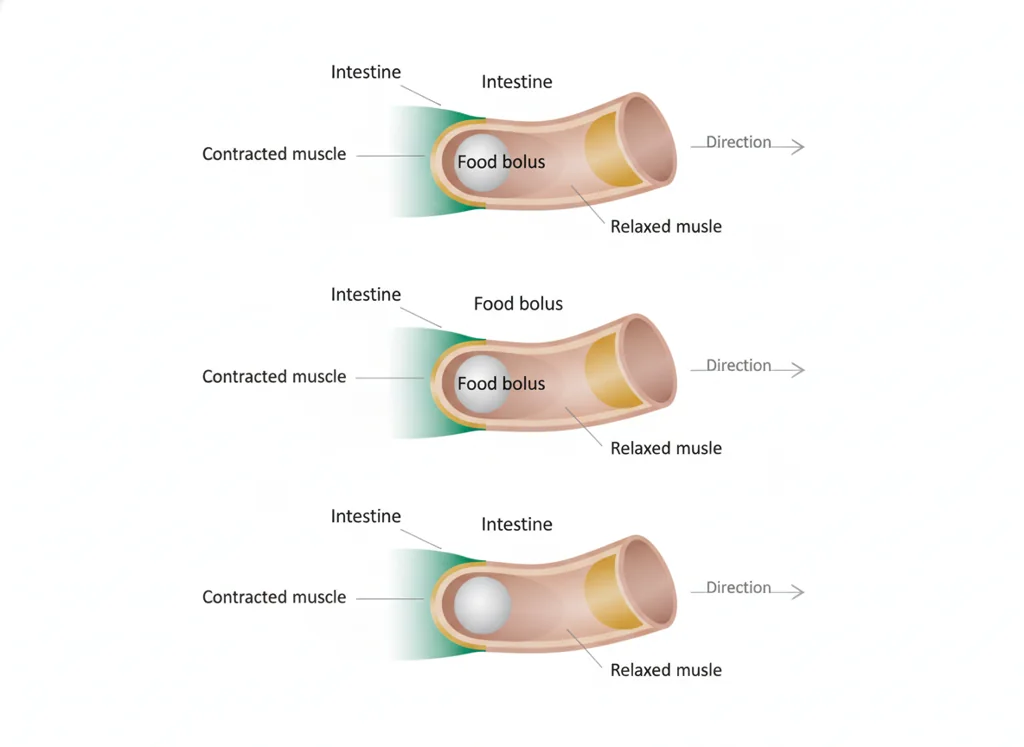 Labeled illustration: peristalsis