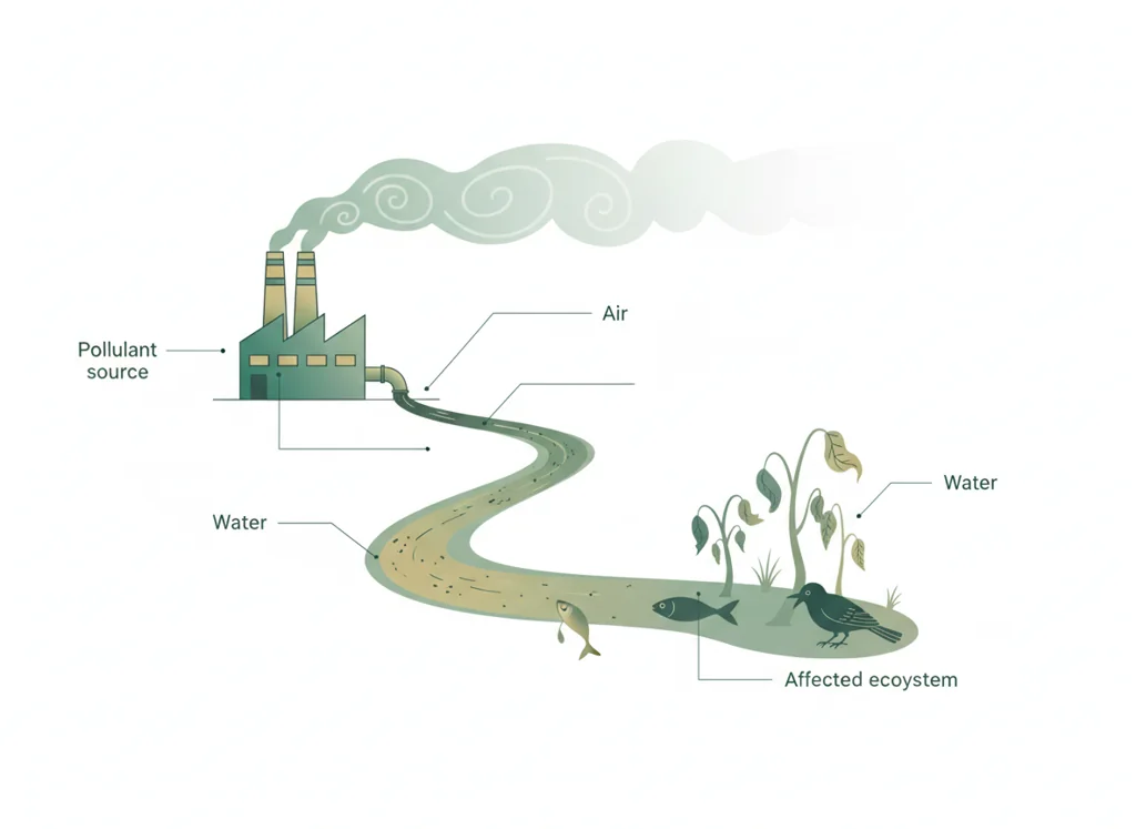 Labeled illustration: pollutant