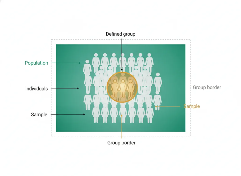 Labeled illustration: population