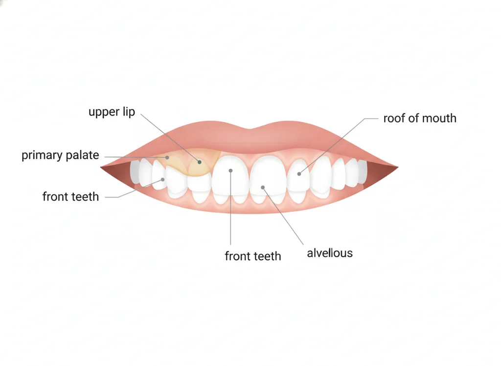 Labeled illustration: primary-palate