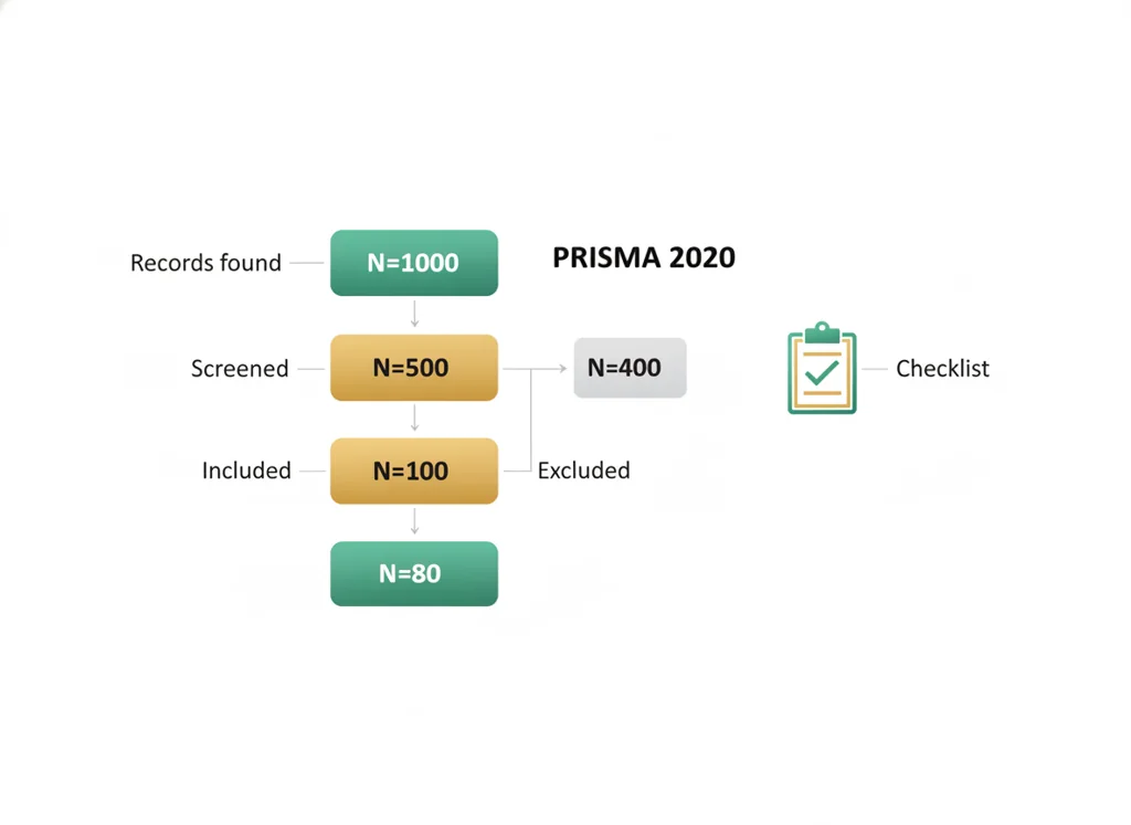 Labeled illustration: PRISMA 2020
