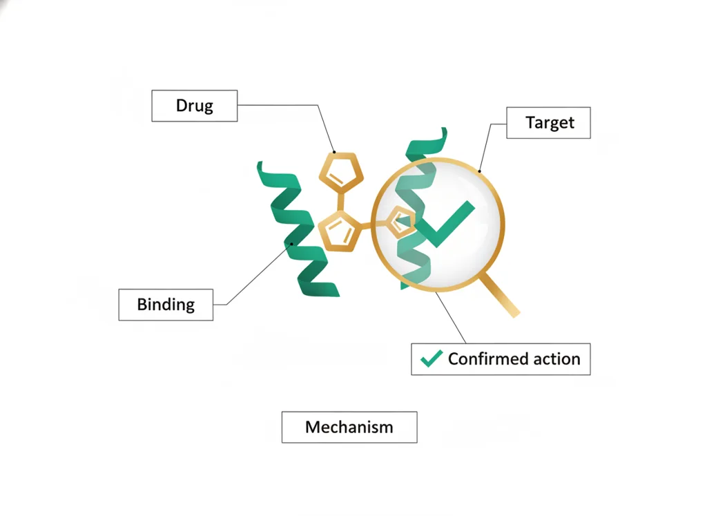 Labeled illustration: proof of mechanism