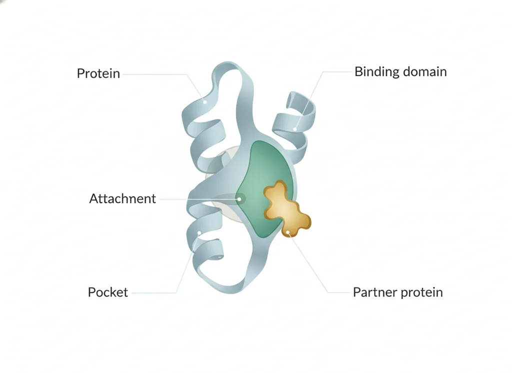Labeled illustration: protein-binding domain