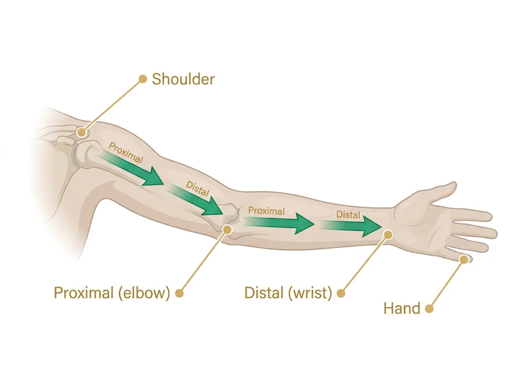 Labeled illustration: proximal