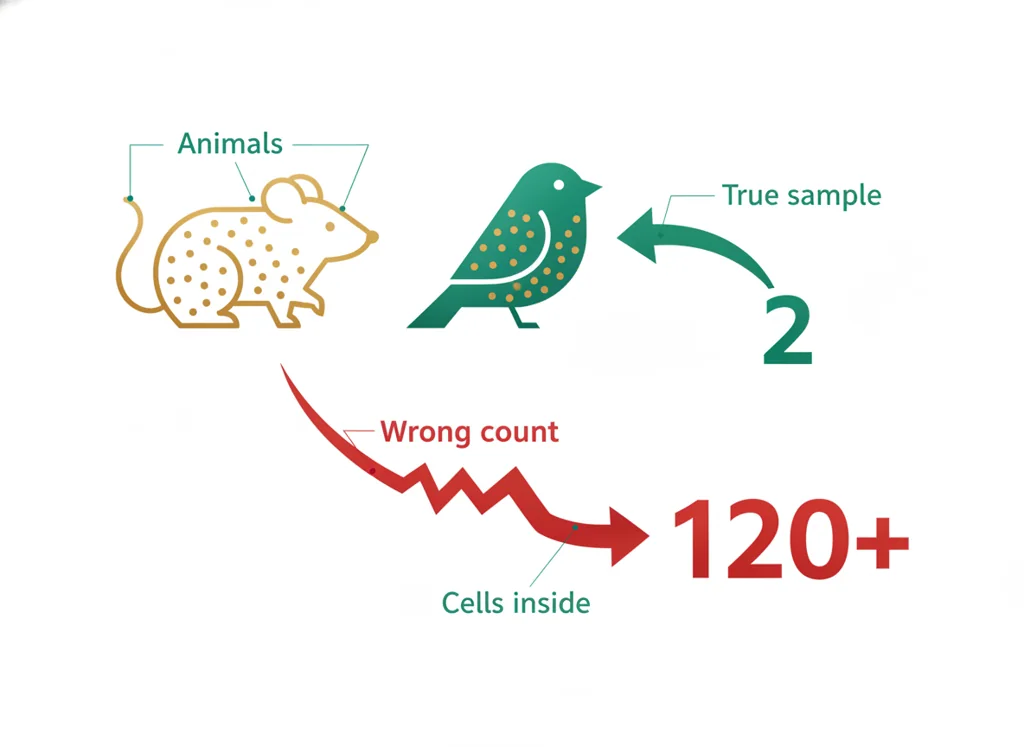 Labeled illustration: pseudoreplication