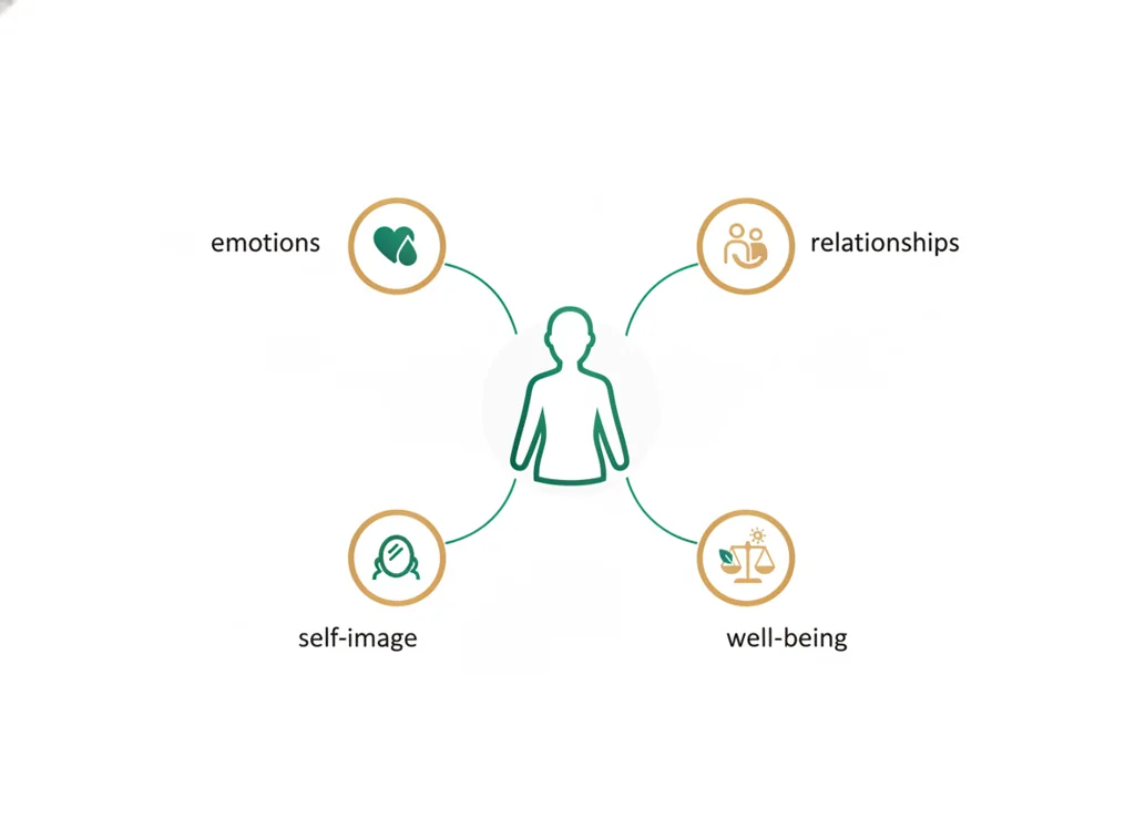 Labeled illustration: psychosocial