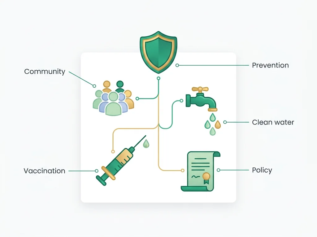 Labeled illustration: public health