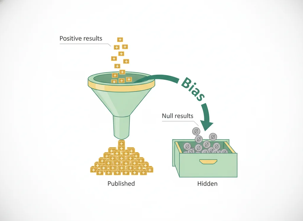 Labeled illustration: publication bias