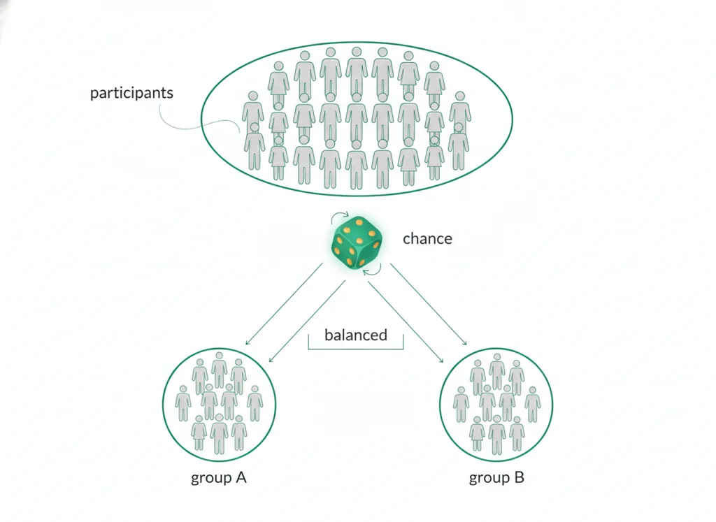 Labeled illustration: randomization