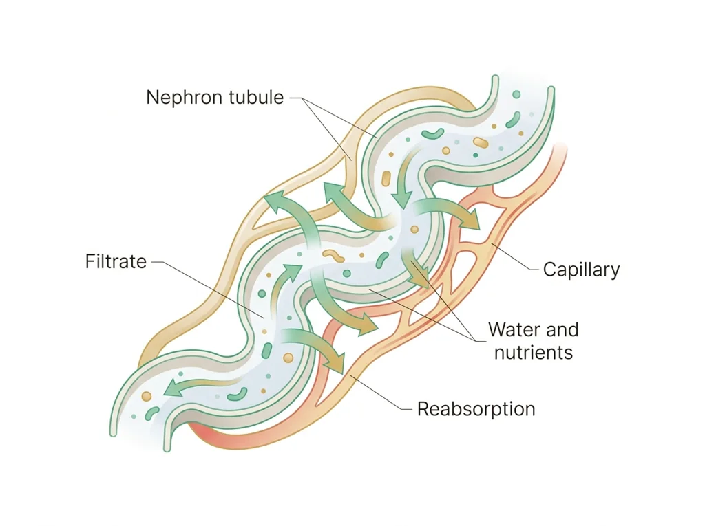 Labeled illustration: reabsorption