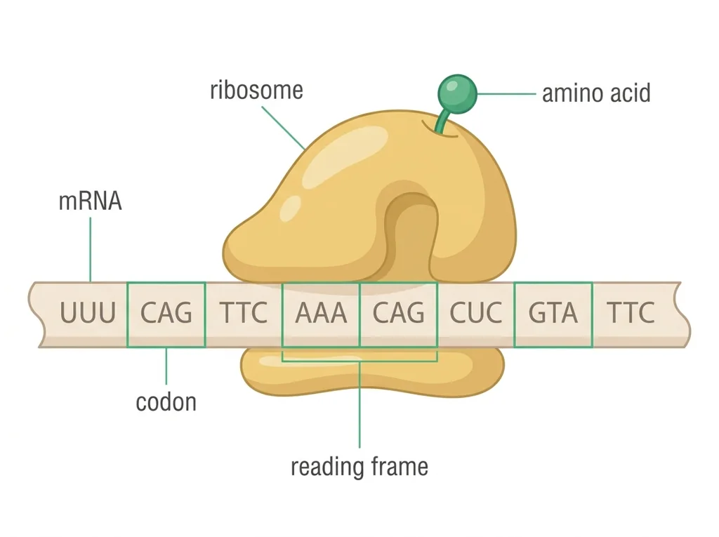 Labeled illustration: reading frame