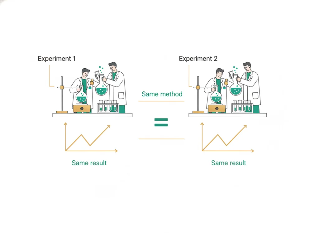 Labeled illustration: reproducibility
