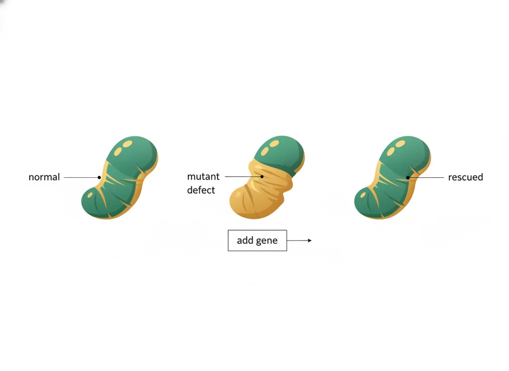 Labeled illustration: rescue experiment