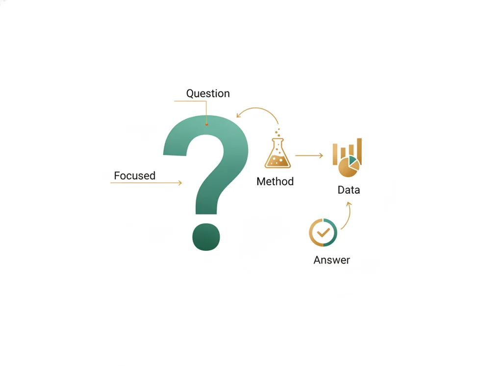 Labeled illustration: research question