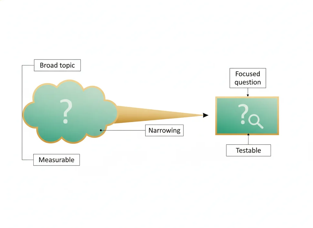 Labeled illustration: researchable question