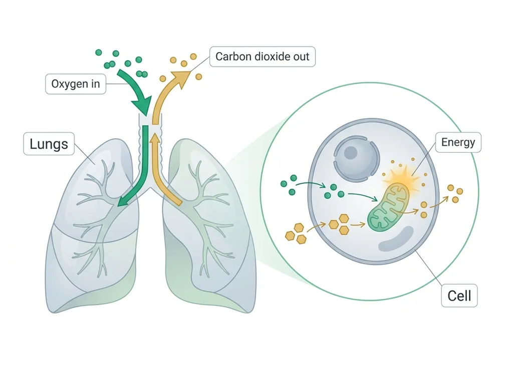 Labeled illustration: respiration